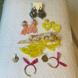 earrings and a necklace